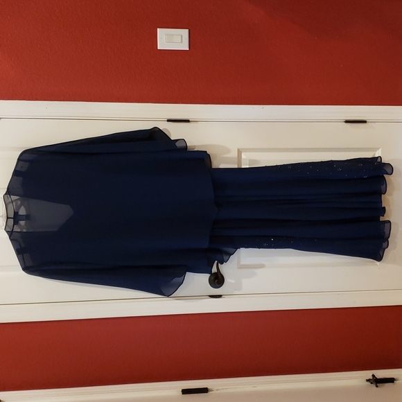 CATHERINES Navy Blue Masquerade Beaded Dress Set sz 18W Women's Plus Evening - Picture 5 of 12
